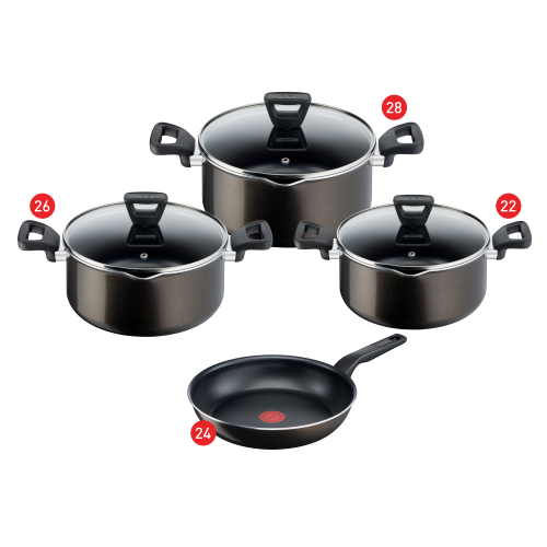 Tefal XL Intense Cooking Set, Stewpots 22,26,28 + Frypan 24